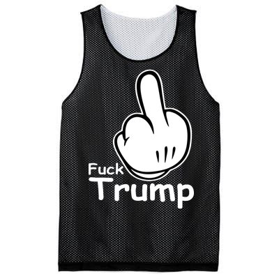 Fuck Trump Cartoon Middle Finger Resist Anti Trump Mesh Reversible Basketball Jersey Tank