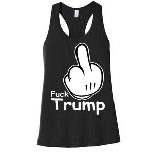 Fuck Trump Cartoon Middle Finger Resist Anti Trump Women's Racerback Tank