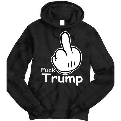 Fuck Trump Cartoon Middle Finger Resist Anti Trump Tie Dye Hoodie