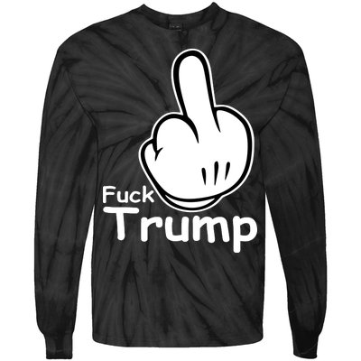 Fuck Trump Cartoon Middle Finger Resist Anti Trump Tie-Dye Long Sleeve Shirt