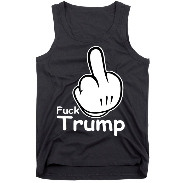 Fuck Trump Cartoon Middle Finger Resist Anti Trump Tank Top