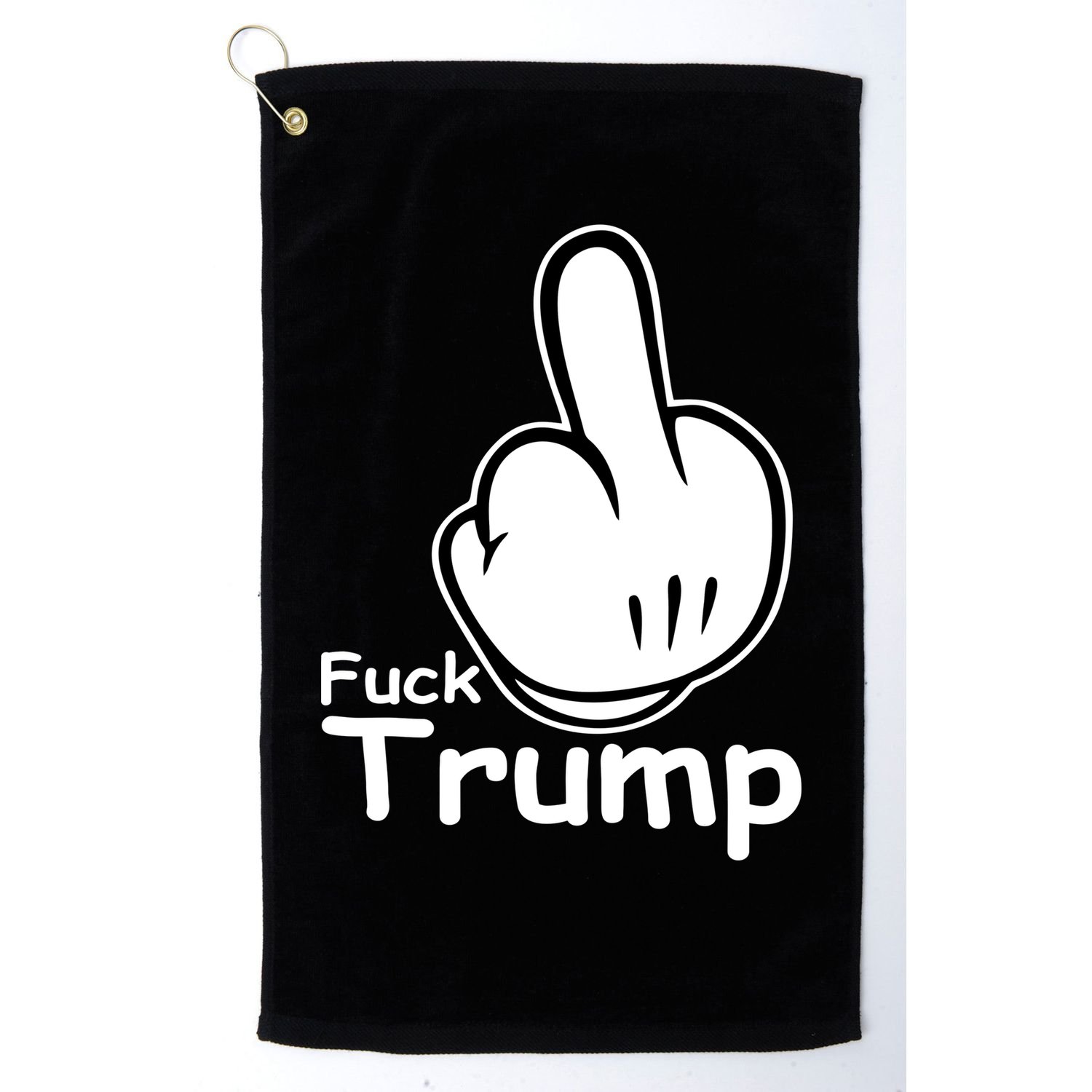 Fuck Trump Cartoon Middle Finger Resist Anti Trump Golf Towel