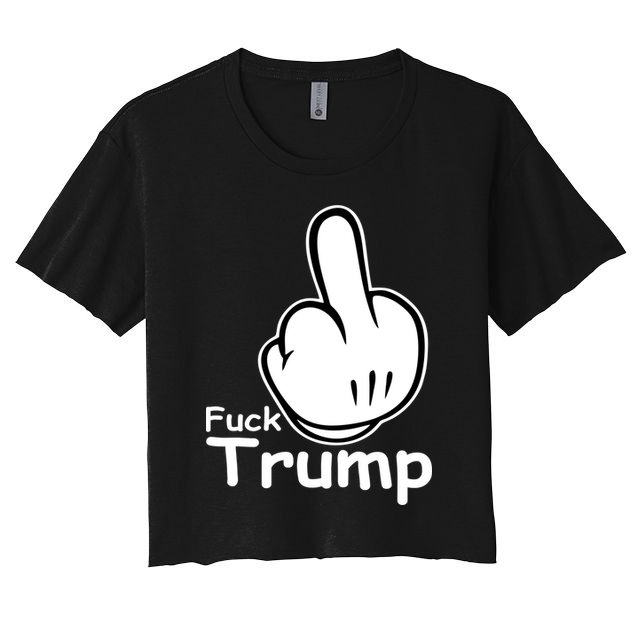 Fuck Trump Cartoon Middle Finger Resist Anti Trump Crop Top