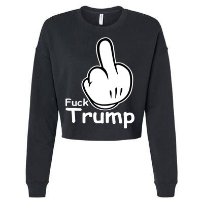 Fuck Trump Cartoon Middle Finger Resist Anti Trump Cropped Pullover Crew