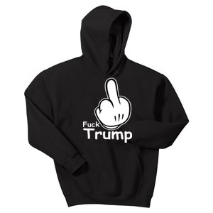 Fuck Trump Cartoon Middle Finger Resist Anti Trump Kids Hoodie