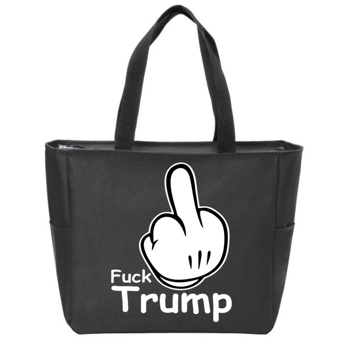 Fuck Trump Cartoon Middle Finger Resist Anti Trump Zip Tote Bag