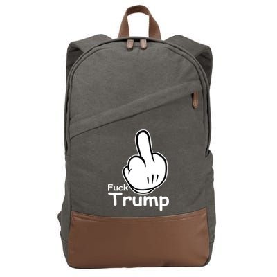 Fuck Trump Cartoon Middle Finger Resist Anti Trump Cotton Canvas Backpack