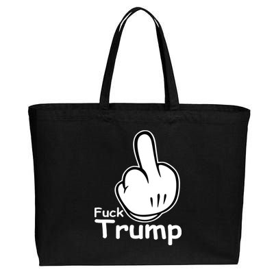 Fuck Trump Cartoon Middle Finger Resist Anti Trump Cotton Canvas Jumbo Tote