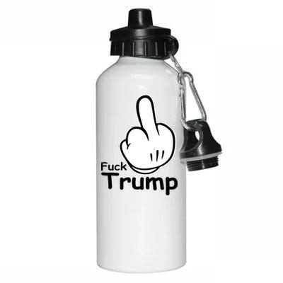 Fuck Trump Cartoon Middle Finger Resist Anti Trump Aluminum Water Bottle