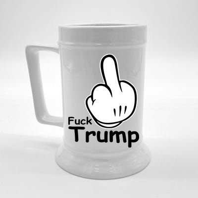 Fuck Trump Cartoon Middle Finger Resist Anti Trump Beer Stein