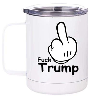 Fuck Trump Cartoon Middle Finger Resist Anti Trump 12 oz Stainless Steel Tumbler Cup