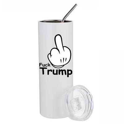 Fuck Trump Cartoon Middle Finger Resist Anti Trump Stainless Steel Tumbler