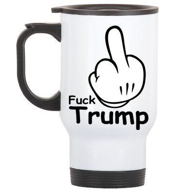 Fuck Trump Cartoon Middle Finger Resist Anti Trump Stainless Steel Travel Mug