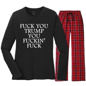 Fuck You Trump You Fuckin Fuck Women's Long Sleeve Flannel Pajama Set 