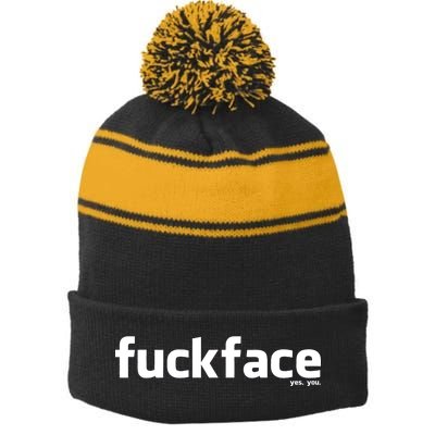 Fuckface Yes You Stripe Pom Pom Beanie