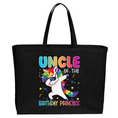 Funny Unicorn Dabbing Uncle Of The Birthday Princess Girl Cotton Canvas Jumbo Tote