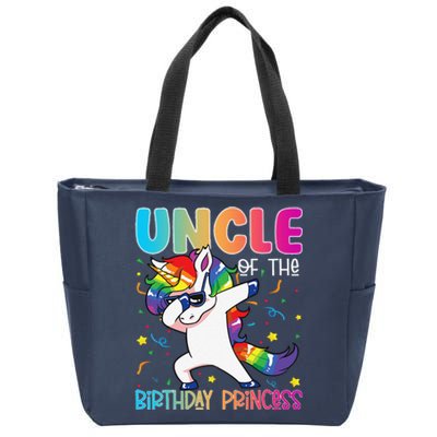 Funny Unicorn Dabbing Uncle Of The Birthday Princess Girl Zip Tote Bag