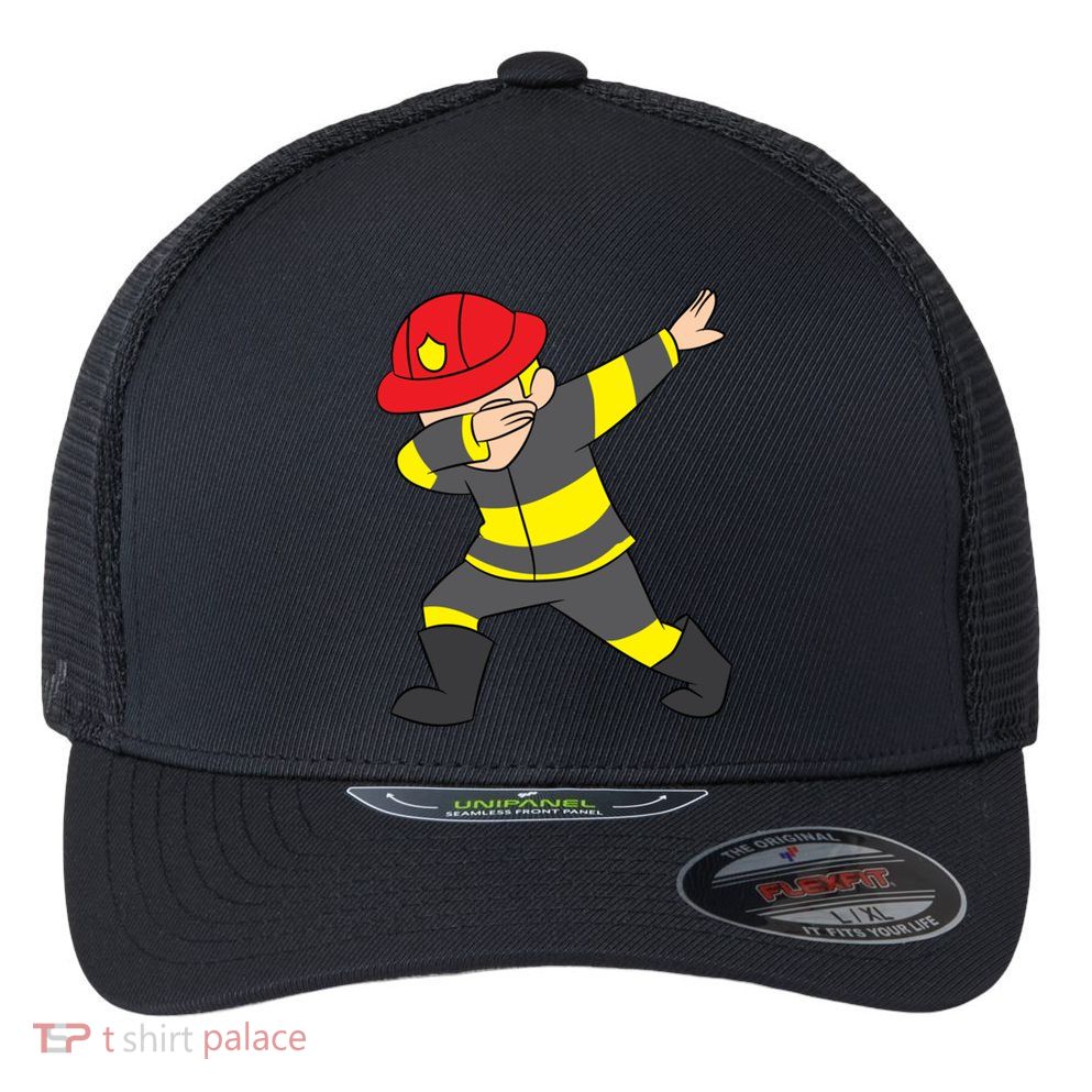 Firefighter Uniform Design Dabbing Dab Gift Flexfit Unipanel Trucker Cap