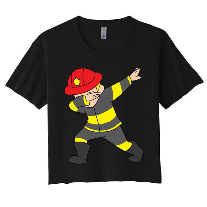 Firefighter Uniform Design Dabbing Dab Gift Women's Crop Top Tee