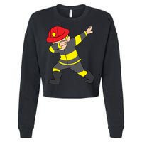 Firefighter Uniform Design Dabbing Dab Gift Cropped Pullover Crew