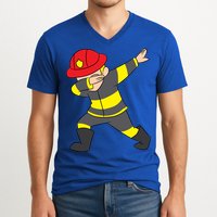 Firefighter Uniform Design Dabbing Dab Gift V-Neck T-Shirt