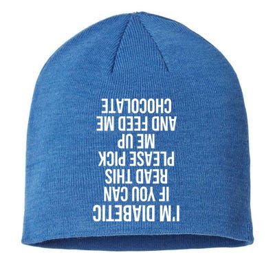 Funny Upside Down Diabetic Quote Type 1 Gift Passed Out Joke Gift Sustainable Beanie