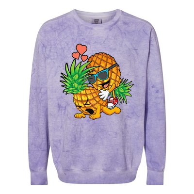 Funny Upside Down Pineapple Swinger Gift For Colorblast Crewneck Sweatshirt