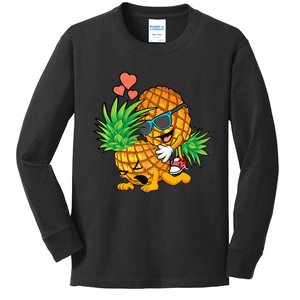 Funny Upside Down Pineapple Swinger Gift For Kids Long Sleeve Shirt