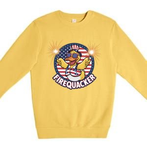 Firequacker Usa Duck Firework 4th Of July Premium Crewneck Sweatshirt