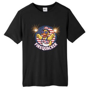 Firequacker Usa Duck Firework 4th Of July Tall Fusion ChromaSoft Performance T-Shirt