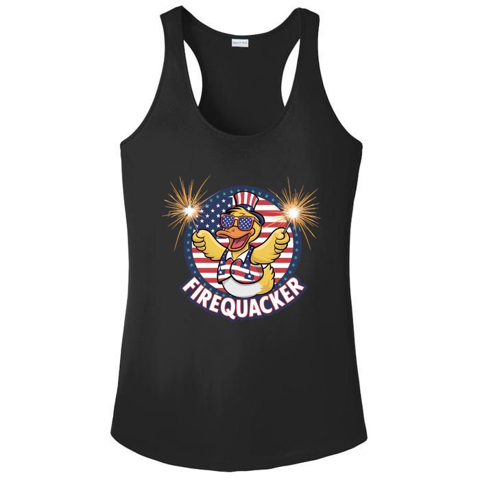 Firequacker Usa Duck Firework 4th Of July Ladies PosiCharge Competitor Racerback Tank