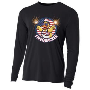 Firequacker Usa Duck Firework 4th Of July Cooling Performance Long Sleeve Crew