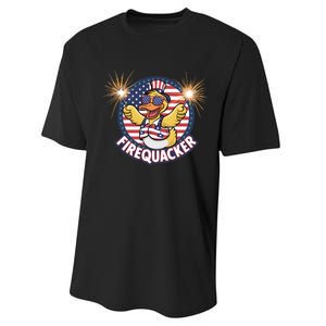 Firequacker Usa Duck Firework 4th Of July Performance Sprint T-Shirt