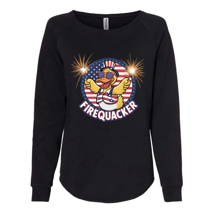 Firequacker Usa Duck Firework 4th Of July Womens California Wash Sweatshirt