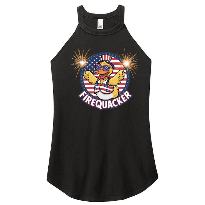 Firequacker Usa Duck Firework 4th Of July Women's Perfect Tri Rocker Tank