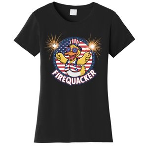 Firequacker Usa Duck Firework 4th Of July Women's T-Shirt