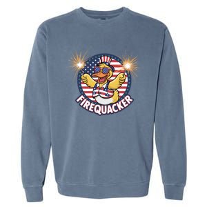 Firequacker Usa Duck Firework 4th Of July Garment-Dyed Sweatshirt