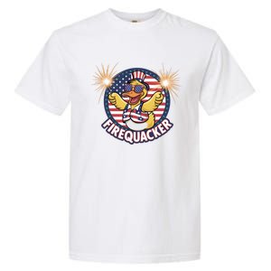 Firequacker Usa Duck Firework 4th Of July Garment-Dyed Heavyweight T-Shirt