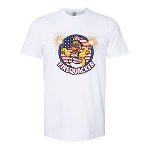 Firequacker Usa Duck Firework 4th Of July Softstyle CVC T-Shirt