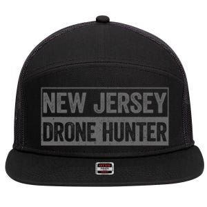 Funny Ufo Drone Humor New Jersey Drone Hunter 7 Panel Mesh Trucker Snapback Hat