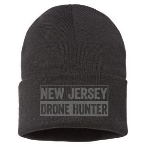 Funny Ufo Drone Humor New Jersey Drone Hunter Sustainable Knit Beanie