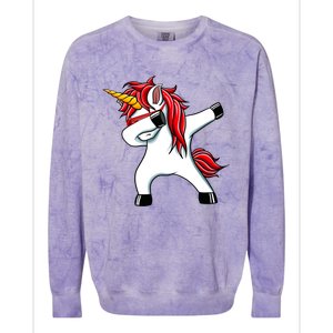 Funny Unicorn Dad Gift Xmas Funny Gift Dad Dabbing Unicorn Gift Colorblast Crewneck Sweatshirt