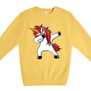 Funny Unicorn Dad Gift Xmas Funny Gift Dad Dabbing Unicorn Gift Premium Crewneck Sweatshirt