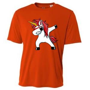 Funny Unicorn Dad Gift Xmas Funny Gift Dad Dabbing Unicorn Gift Cooling Performance Crew T-Shirt