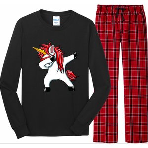 Funny Unicorn Dad Gift Xmas Funny Gift Dad Dabbing Unicorn Gift Long Sleeve Pajama Set