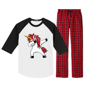 Funny Unicorn Dad Gift Xmas Funny Gift Dad Dabbing Unicorn Gift Raglan Sleeve Pajama Set