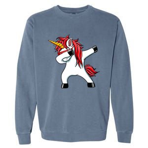 Funny Unicorn Dad Gift Xmas Funny Gift Dad Dabbing Unicorn Gift Garment-Dyed Sweatshirt