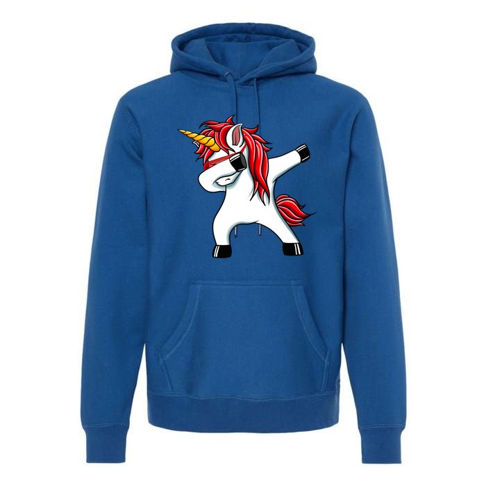 Funny Unicorn Dad Gift Xmas Funny Gift Dad Dabbing Unicorn Gift Premium Hoodie