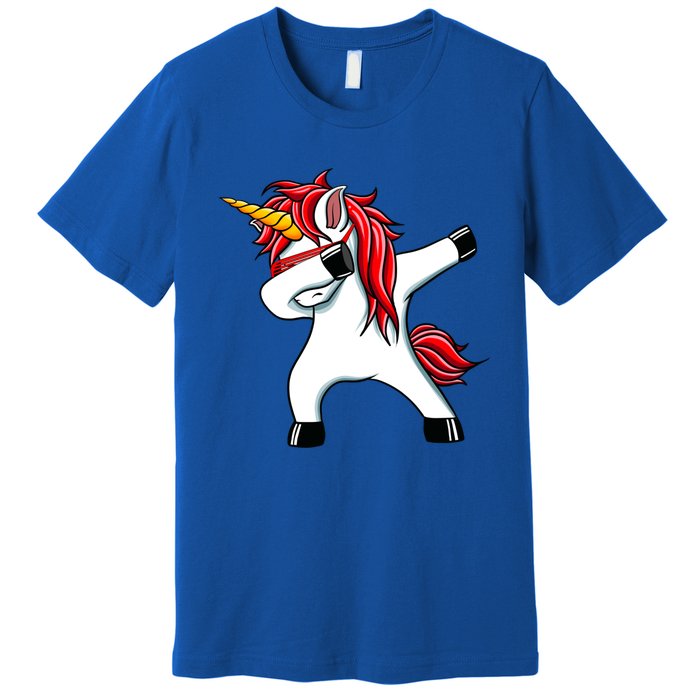 Funny Unicorn Dad Gift Xmas Funny Gift Dad Dabbing Unicorn Gift Premium T-Shirt