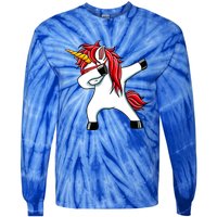 Funny Unicorn Dad Gift Xmas Funny Gift Dad Dabbing Unicorn Gift Tie-Dye Long Sleeve Shirt